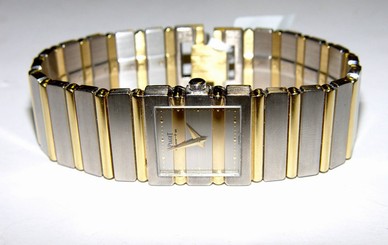 PIAGET Polo Square Classic Quartz 18K gold Two Tone Watch 20MM 6.75"Long 104.9g