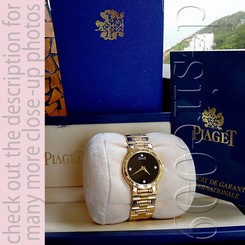 Vintage Piaget 18K Yellow Gold Diamonds Black Onyx Dial Lady Dancer Watch in Box