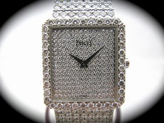 Ladies Piaget 18K White Gold 750 Factory Diamonds Manual Wind Watch 9154