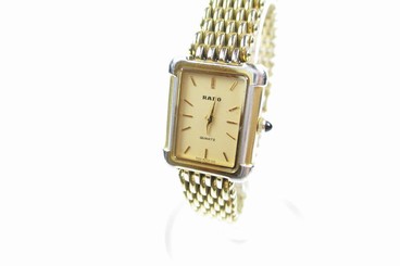 Auth RADO 133.9641.2 Gold Dial Stainless Steel Ladies Quartz Watch RW3546L