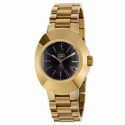 NWT Men's Rado Original R12951153 Black Sunburst Dial Gold Tone St. Steel Watch