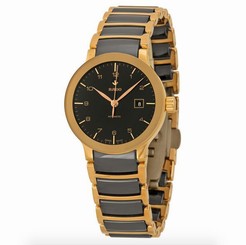 NWOT Ladies Rado Centrix Automatic R30954152 Rose Gold & Black Ceramic Watch