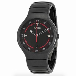Fake AAA NWOT Men's Rado True Active R27677152 Black Ceramic Red Accent Swiss Watch Watch