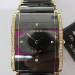 RADO INTEGRAL JUBILE MEN'S WATCH BLACK HITEK CERAMIC GOLD DIAMOND R20338732 NEW