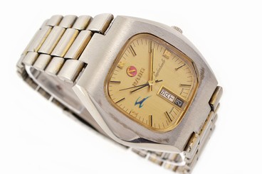 Vintage Rado Sapphire Gazelle Day Date Stainless Steel Automatic Mens Watch 1193