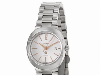 NWOT Ladies Rado D-Star Automatic R15514113 Rose Gold Accent St. Steel Watch