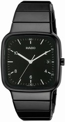 NWOT Men's Rado True R5.5 R28888162 Black Ceramic Sqaure Case Quartz Watch