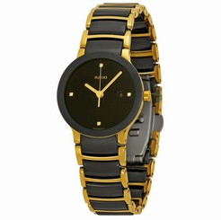 NWOT Ladies Rado Centrix R30930712 Black Dial Diamond Accent Two Tone Watch