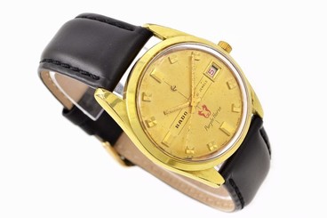 Vintage Rado Purple Horse Hand Wind Gold Plated Mens Watch 1219