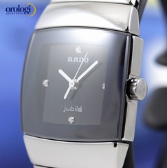 NEW Rado Women's Sintra Jubil�� Silver Hi-Tech Ceramic Watch Diamonds Black Dial