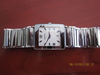 Men's Rado Integral Platinum Tone Ceramic Watch, R2048412, White Dial-Date