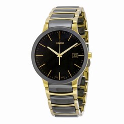 Rado Centrix Black Dial Gold PVD Black CEramic Mens Watch R30929152