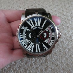 ROGER DUBUIS WATCH EXCALIBUR RARE WORLD TIME EX45-1448-20-00/OER00B complete lni