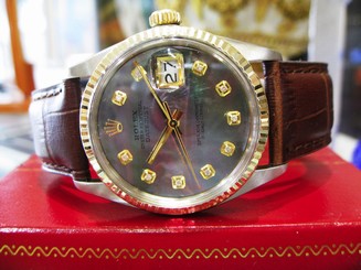 Mens ROLEX Oyster Perpetual Datejust Diamonds Yellow Gold Stainless Steel Watch
