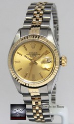Rolex Date 14k Yellow Gold/Stainless Steel Champagne Dial Ladies Watch 6917