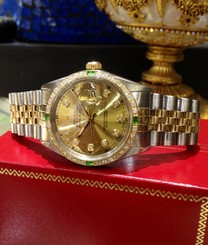 Mens ROLEX Oyster Perpetual Datejust Diamonds Yellow Gold Stainless Steel Watch