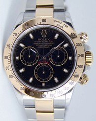 Rolex Cosmograph Daytona Yellow Gold & Steel Black Dial 116523 - WATCH CHEST 845960053839