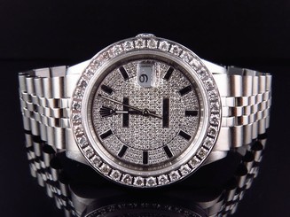 Mens Stainless Steel Rolex Datejust Jubilee 36 MM with Diamond Dial Watch 4 Ct