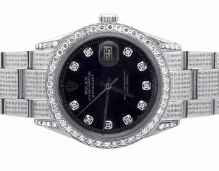 Mens Stainless Steel Rolex Datejust Oyster 36 MM Dial Diamond Watch with 7.5 Ct