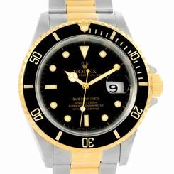 Rolex Submariner Steel 18K Yellow Gold Watch 16613 Box Papers