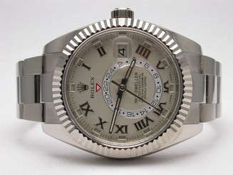 ROLEX 326939 SKY-DWELLER WHITE GOLD 42MM AUTOMATIC 2ND TIME ZONE MENS WATCH