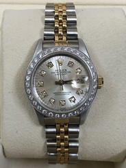 Rolex 18k&Steel Women's 26mm swiss automatic Diamond dial & diamond bezel watch