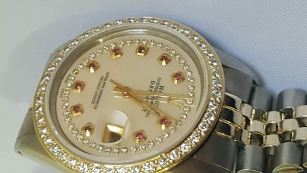 Rolex mens two tone diamond dial diamond Bezel 36mm Date just automatic watch