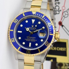 Rolex Submariner Yellow Gold Stainless Steel Blue 16613LB WATCH CHEST