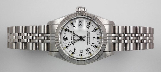 Fake AAA  Ladies Rolex Oyster Perpetual DateJust - White Roman Numeral Dial (1984) Watch