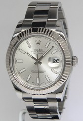 Rolex Datejust II Stainless Steel 18k White Gold Silver Dial Mens Watch 116334 683498458203
