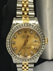 Rolex 18k&Steel Women's 26mm swiss automatic Diamond dial & diamond bezel watch