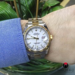 Rolex Datejust 116233 18k Yellow-Gold Bezel Two-Tone Bracelet White 36mm Watch