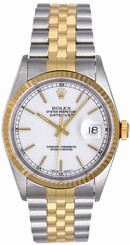 Rolex Datejust 2-Tone Men's Steel & Gold Watch 16233 White Dial