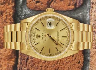 MINT Gents Solid 18ct Yellow Gold Rolex Oyster Perpetual Day Date - 18038