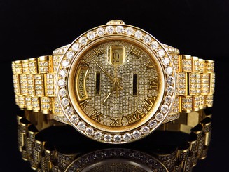 Mens 36 MM Rolex President 18038 18k Yellow Gold Day-Date with 19 Ct Diamond
