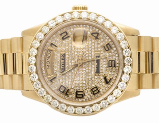 18K Mens Yellow Gold Rolex Presidential Day-Date 36MM Diamond Watch 6.5 CT