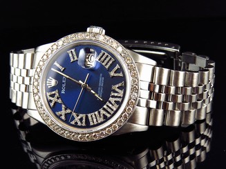 Mens Rolex 36 MM Datejust Jubilee Roman Stainless Steel Diamond Watch 3.5 Ct