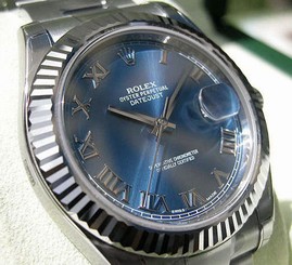Rolex DATEJUST II 116334 Mens Steel & White Gold Blue Roman Dial Oyster 41MM 683498458203