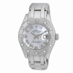 ROLEX 18K White Gold Pearlmaster Masterpiece Factory Diamonds # 80319 Warranty