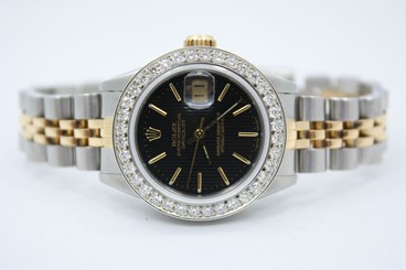 ROLEX DATEJUST 26MM 2 TONE 18K GOLD & STEEL DIAMOND ENCRUSTED WATCH REF:69173 27543000069