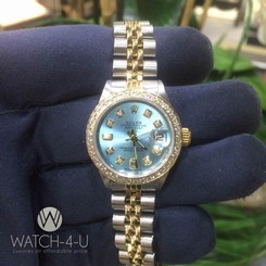 Rolex Datejust Two-Tone 18k YG/SS Diamond Bezel Turquoise 26mm Ladies Watch