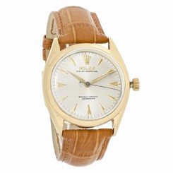 Rolex 1951 Oyster Perpetual Mens Vintage 14K Leather Strap Watch 756977