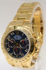 Rolex Daytona Chronograph 18k Yellow Gold Blue Dial Watch Box/Papers 116528
