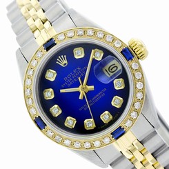 Used Rolex Lady Datejust 6917 Two-Tone Blue Vignette Diamond Dial/Bezel/Sapphire