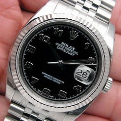 Rolex DATEJUST 116234 Mens Steel & White Gold Jubilee Black Arabic Dial 36MM 845960035095