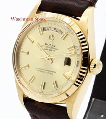 Vintage Men's Rolex DayDate 1803 Pie-Pan Champagne "Fat Boy" Dial 18KY Gold #05