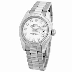 ROLEX 18K White Gold President Datejust Factory Diamond 179179 Box Warranty