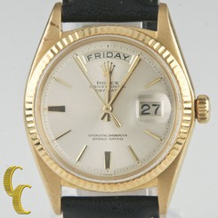 1960's Rolex President Oyster Perpetual Day-Date 18K Gold w/ Leather Band #1803