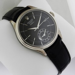 Rolex Cellini Dual Time 39mm Mens Watch WHITE GOLD 50529 Black Dial Ret: $19400