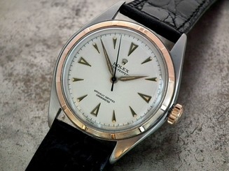 STUNNING 1947 STEEL & ROSE GOLD ROLEX OYSTER 'OVERTONE' GENTS VINTAGE WATCH